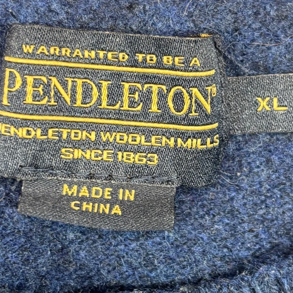 Pendleton Sweater X Large Blue Womens Long Sleeve 100% Lambs Wool Side Buttons